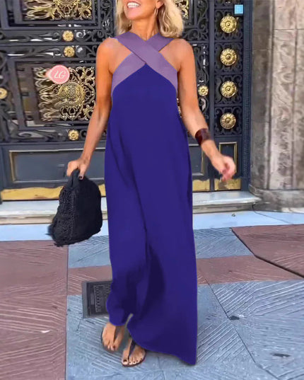 Women's Summer Maxi Dress with a Crossover Wrap Front