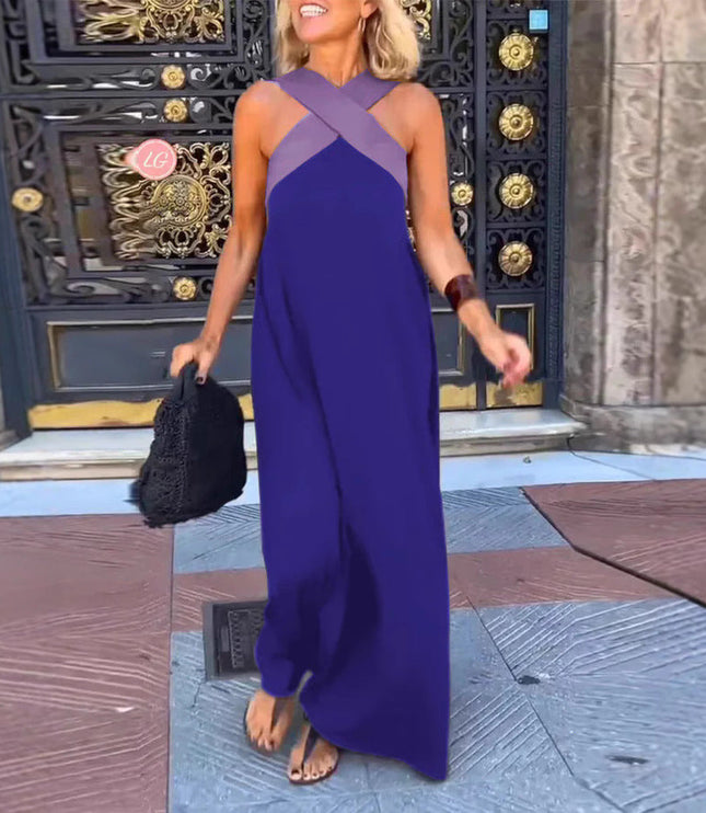 Women's Summer Maxi Dress with a Crossover Wrap Front