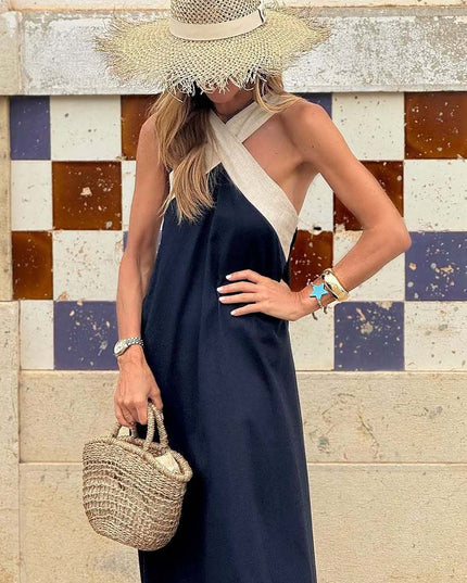 Women's Summer Maxi Dress with a Crossover Wrap Front
