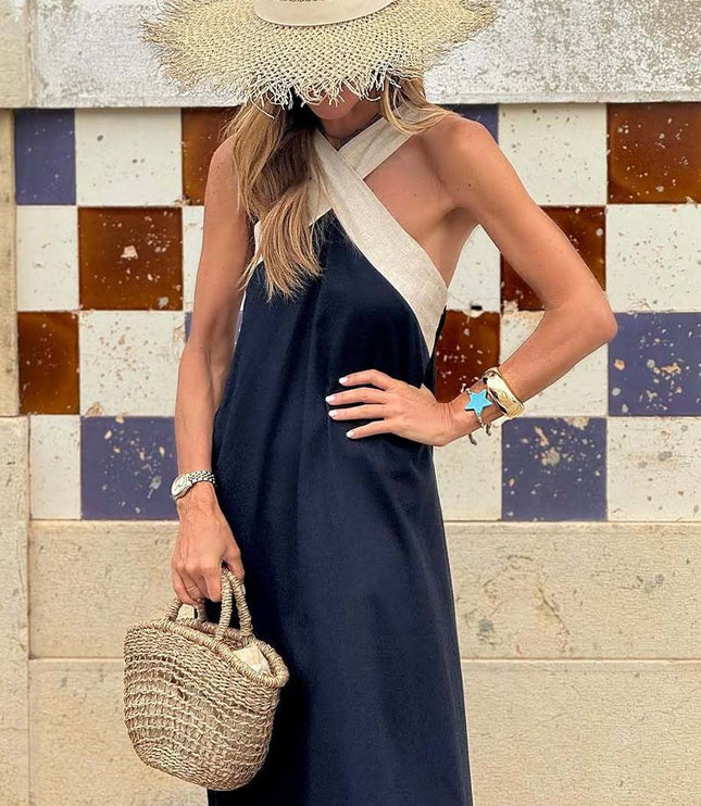 Women's Summer Maxi Dress with a Crossover Wrap Front