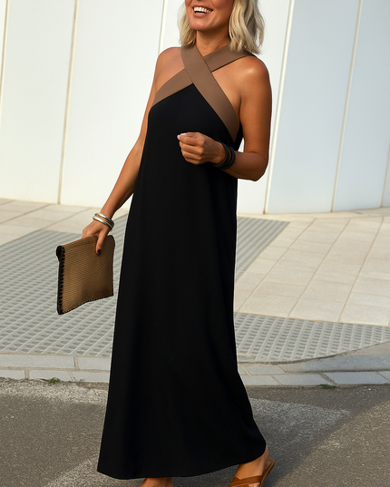 Women's Summer Maxi Dress with a Crossover Wrap Front