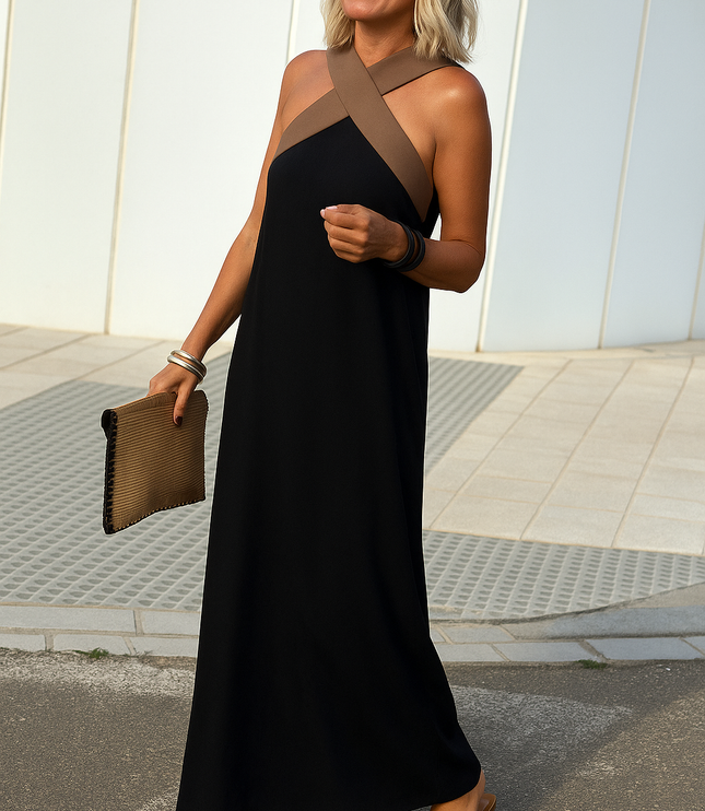 Women's Summer Maxi Dress with a Crossover Wrap Front