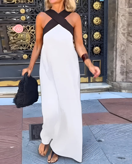Women's Summer Maxi Dress with a Crossover Wrap Front