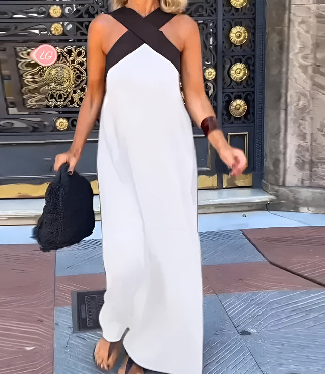 Women's Summer Maxi Dress with a Crossover Wrap Front