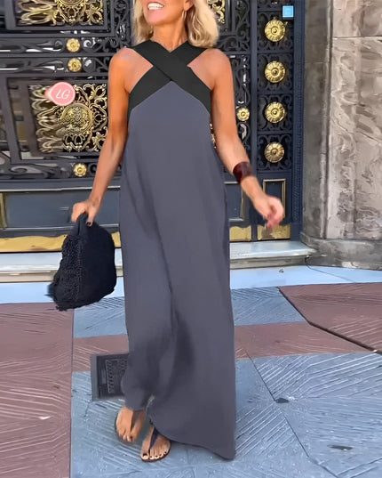 Women's Summer Maxi Dress with a Crossover Wrap Front