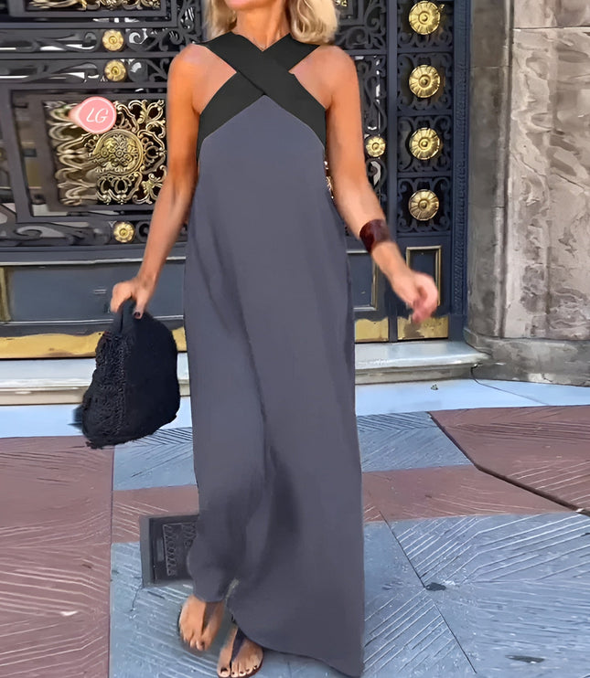 Women's Summer Maxi Dress with a Crossover Wrap Front