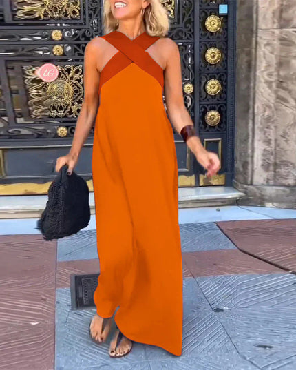 Women's Summer Maxi Dress with a Crossover Wrap Front
