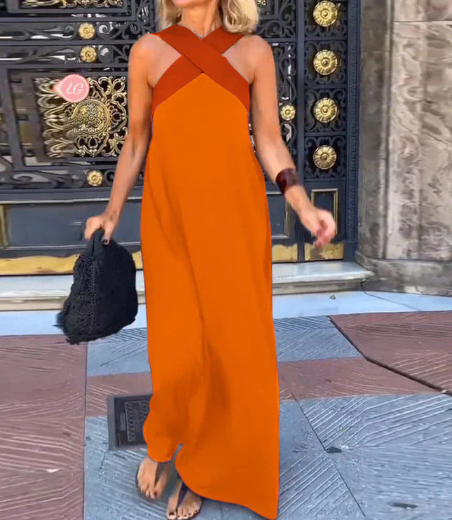 Women's Summer Maxi Dress with a Crossover Wrap Front