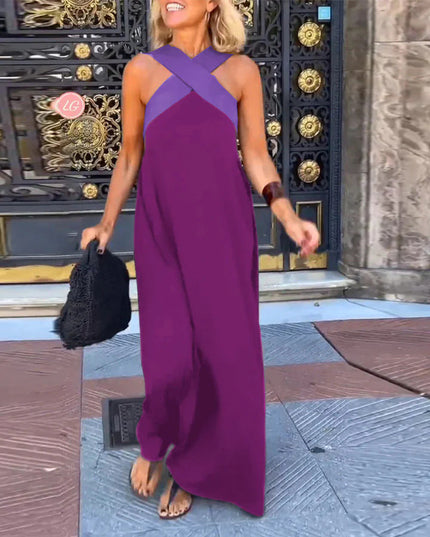 Women's Summer Maxi Dress with a Crossover Wrap Front