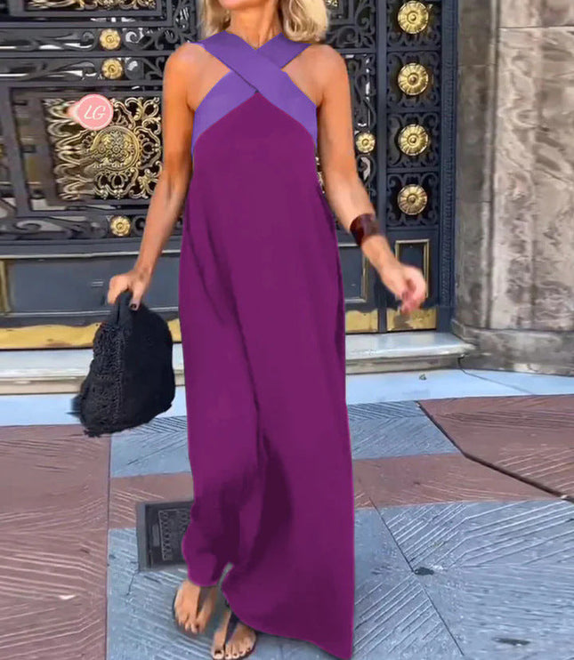 Women's Summer Maxi Dress with a Crossover Wrap Front
