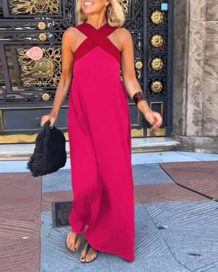 Women's Summer Maxi Dress with a Crossover Wrap Front