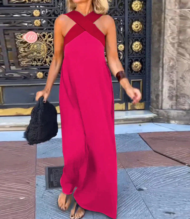 Women's Summer Maxi Dress with a Crossover Wrap Front