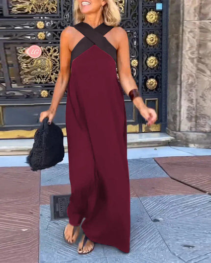 Women's Summer Maxi Dress with a Crossover Wrap Front