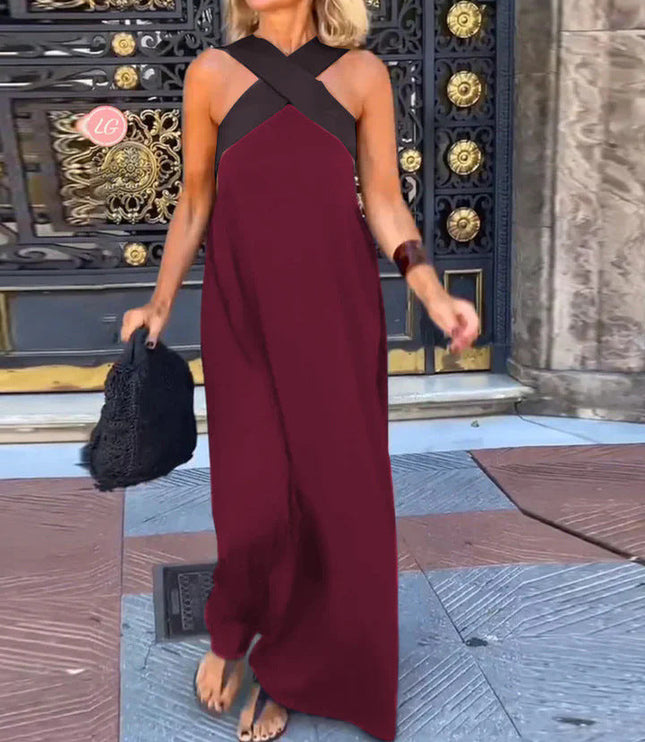 Women's Summer Maxi Dress with a Crossover Wrap Front
