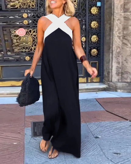 Women's Summer Maxi Dress with a Crossover Wrap Front
