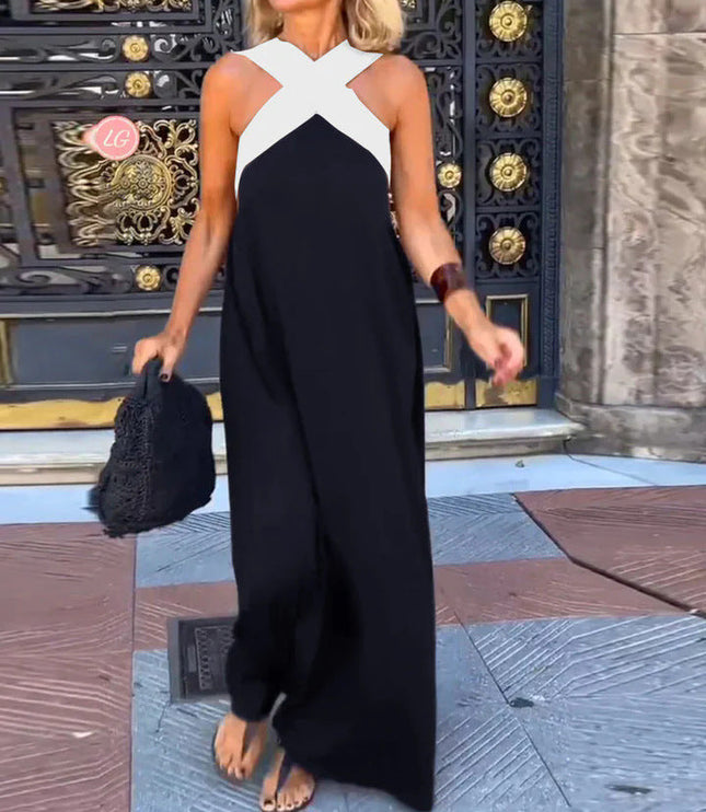 Women's Summer Maxi Dress with a Crossover Wrap Front