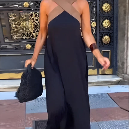 Women's Summer Maxi Dress with a Crossover Wrap Front