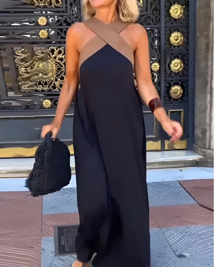 Women's Summer Maxi Dress with a Crossover Wrap Front