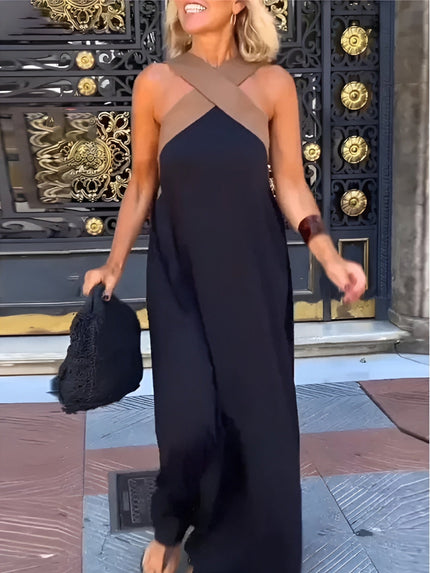 Women's Summer Maxi Dress with a Crossover Wrap Front