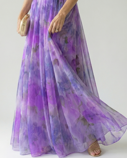 Women's Summer Maxi Dress with Pleated Skirt and Tie Back