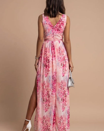 Women's Summer Maxi Dress with V-Neck and Side Split