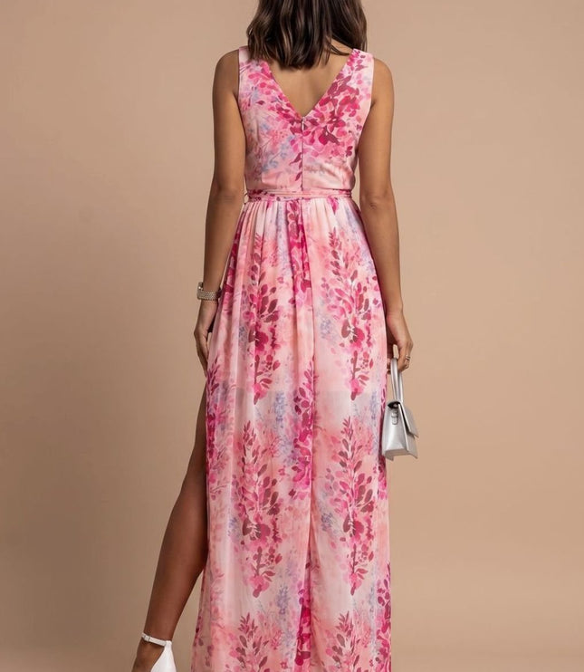 Women's Summer Maxi Dress with V-Neck and Side Split