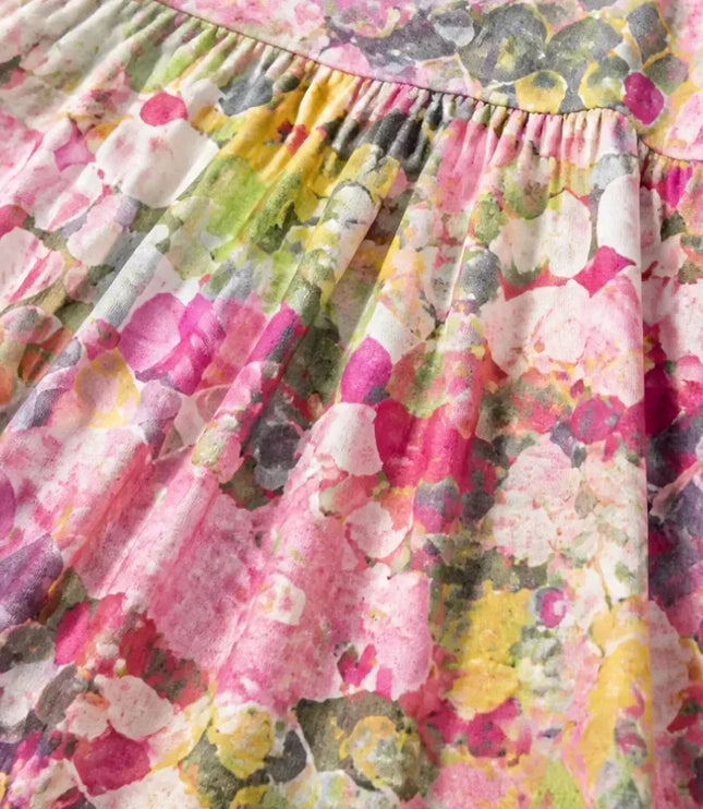 Women's Summer Midi Dress in Floral Print with Side Pockets