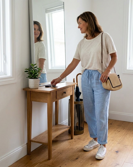 Women's Summer Pants with Drawstring Waist and Cropped Hem