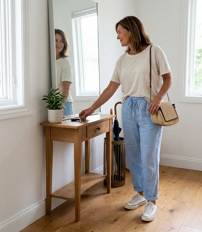 Women's Summer Pants with Drawstring Waist and Cropped Hem
