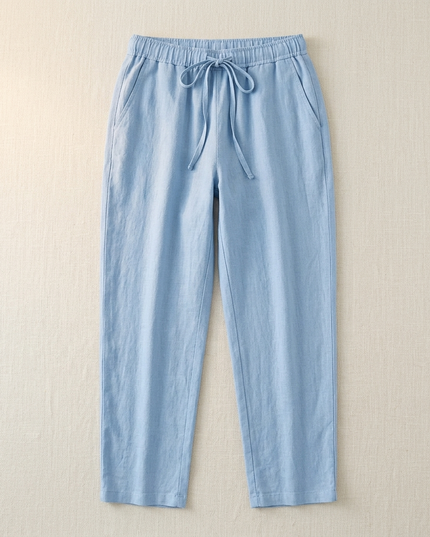 Women's Summer Pants with Drawstring Waist and Cropped Hem