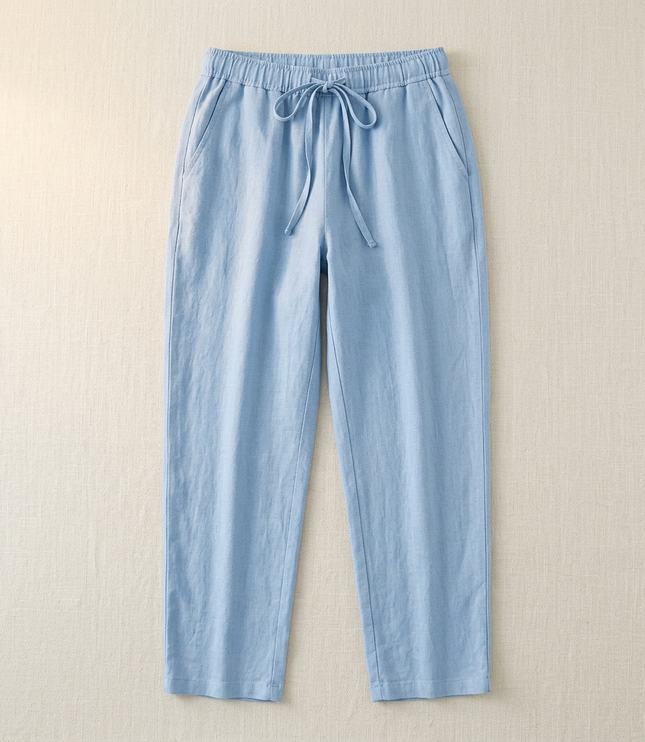 Women's Summer Pants with Drawstring Waist and Cropped Hem