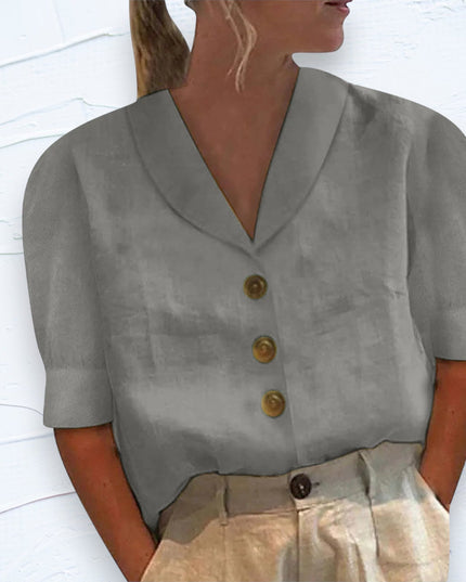 Women's Summer Top with a Shawl V-Neck and Cap Sleeves