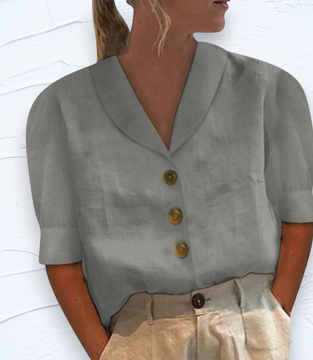 Women's Summer Top with a Shawl V-Neck and Cap Sleeves
