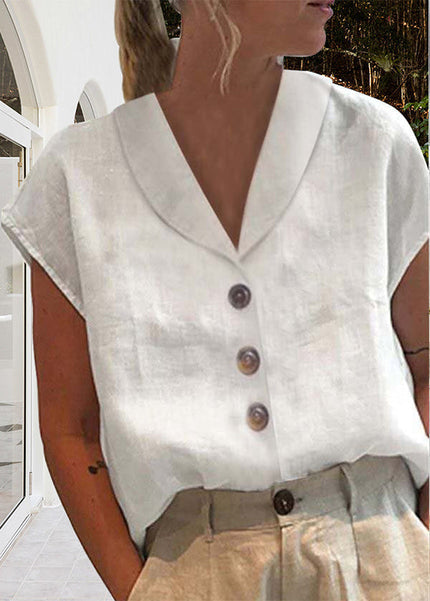 Women's Summer Top with a Shawl V-Neck and Cap Sleeves