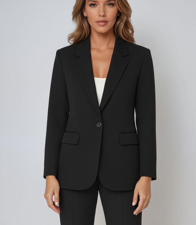 Women's Tailored Blazer with Notch Lapel and a Single Button