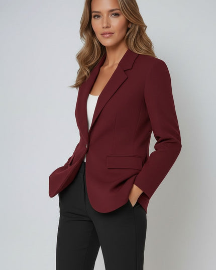 Women's Tailored Blazer with Notch Lapel and a Single Button