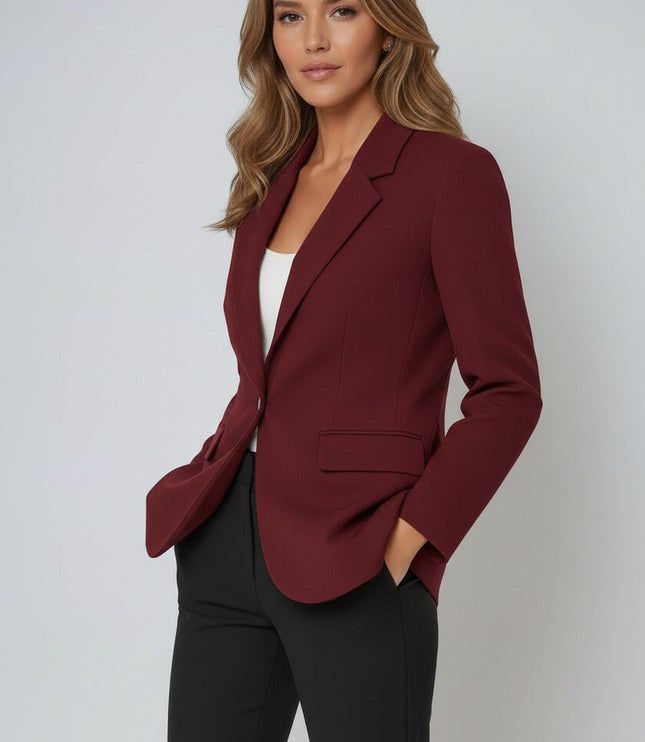 Women's Tailored Blazer with Notch Lapel and a Single Button