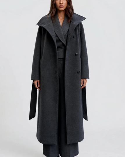 Women's Tailored Winter Coat with a Buttoned Stand Collar