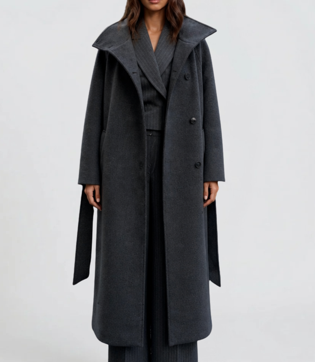 Women's Tailored Winter Coat with a Buttoned Stand Collar
