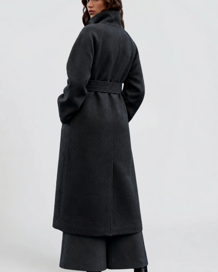 Women's Tailored Winter Coat with a Buttoned Stand Collar