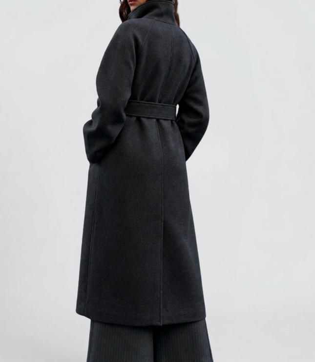 Women's Tailored Winter Coat with a Buttoned Stand Collar