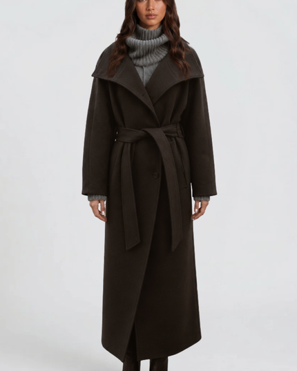Women's Tailored Winter Coat with a Buttoned Stand Collar