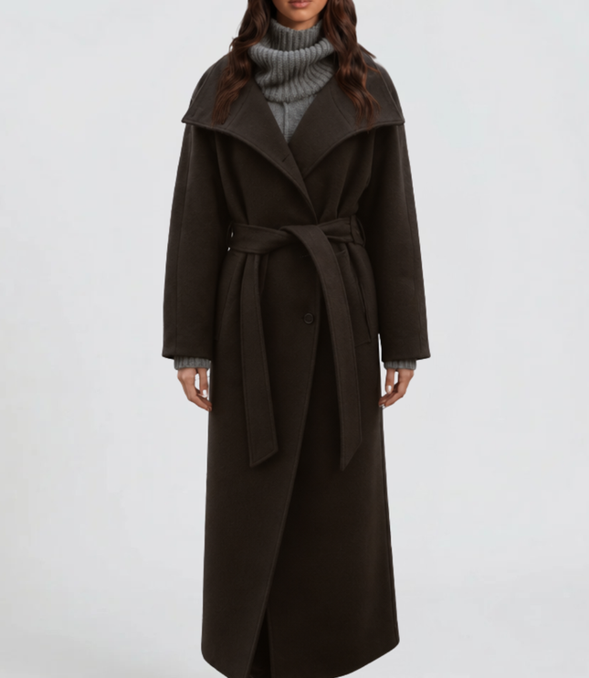Women's Tailored Winter Coat with a Buttoned Stand Collar