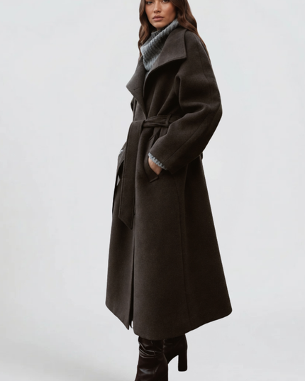 Women's Tailored Winter Coat with a Buttoned Stand Collar