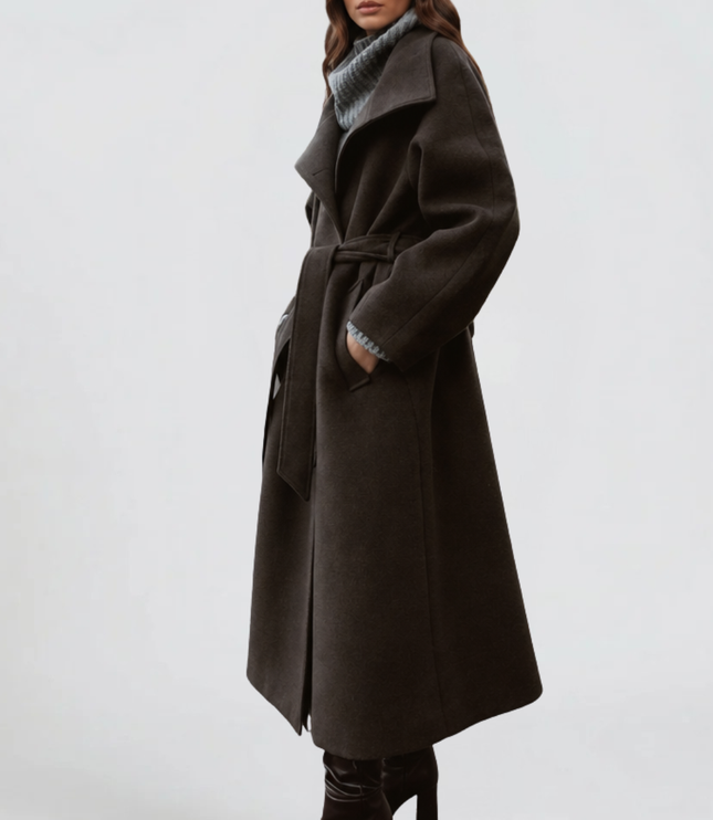 Women's Tailored Winter Coat with a Buttoned Stand Collar