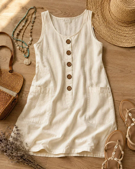 Women's Tank Dress with a Button Front and Deep Pockets