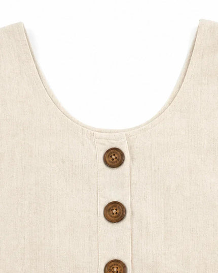 Women's Tank Dress with a Button Front and Deep Pockets
