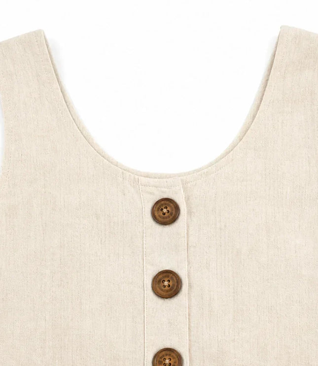 Women's Tank Dress with a Button Front and Deep Pockets