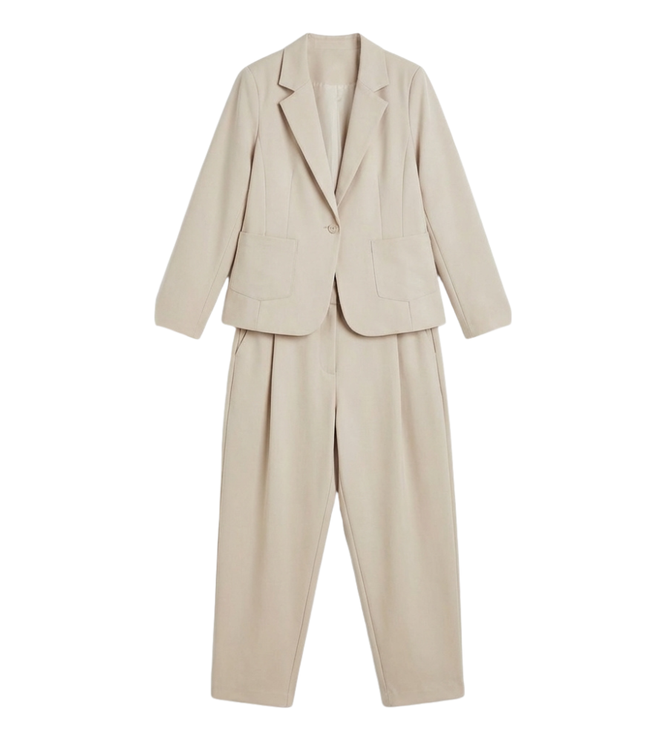 Women's Tapered Trousers Suit Set with a Single-Button Blazer