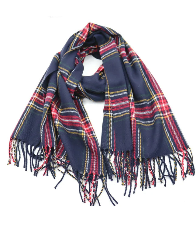 Women's Tartan Plaid Fringed Wrap Scarf